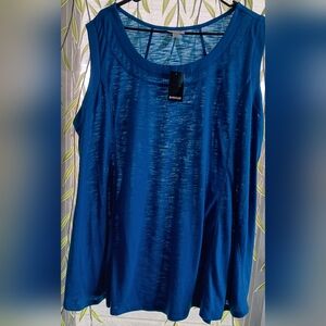 Avenue Women's Fit and Flare Mykonos Blue Tank Top